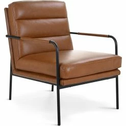 MOES BAUER CHESTNUT LEATHER ARM CHAIR