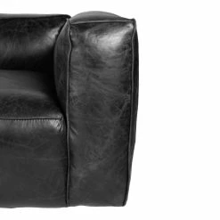MOES BAUHAUS VINTAGE BLACK LEATHER SOFA Living Room