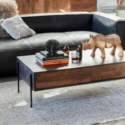 MOES BAUHAUS VINTAGE BLACK LEATHER SOFA Living Room