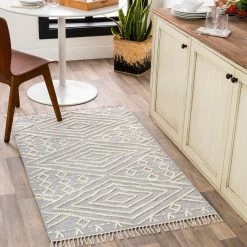 SURYA TOBEY WOOL + COTTON TEXTURED FLATWEAVE: GRAY Rug