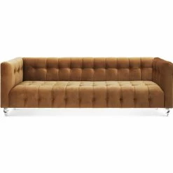TOV Living Room BEATRICE TUFTED VELVET SOFA + LUCITE LEGS