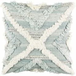SURYA BELU FRINGE PILLOW: GLACIER BLUE Pillows + Decor