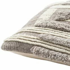 SURYA BELU FRINGE PILLOW: GREY