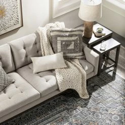 SURYA BELU FRINGE PILLOW: GREY