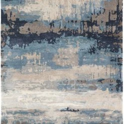JAIPUR BENA WOOL + VISCOSE RUG: BLUE, STONE