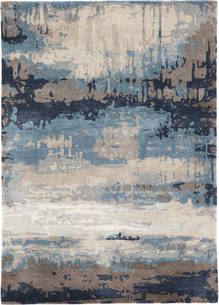 Best Sale ⭐ JAIPUR BENA WOOL + VISCOSE RUG: BLUE, STONE ⭐ 1 JAIPUR BENA WOOL + VISCOSE RUG: BLUE, STONE