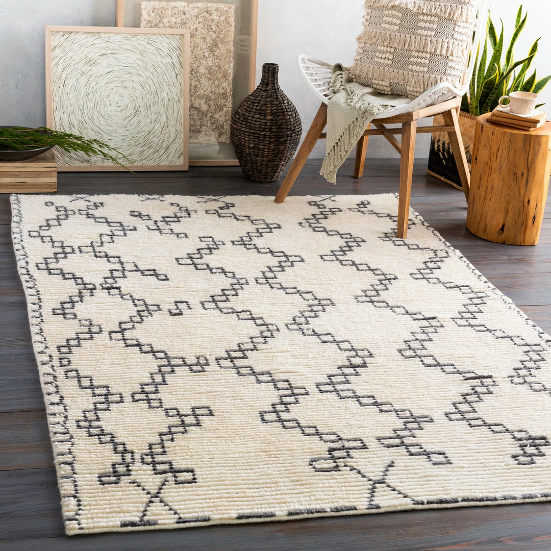 Flash Sale ๐ SURYA BENI HAND-WOVEN WOOL RUG: CREAM, GREY ๐ 2 SURYA BENI HAND-WOVEN WOOL RUG: CREAM, GREY