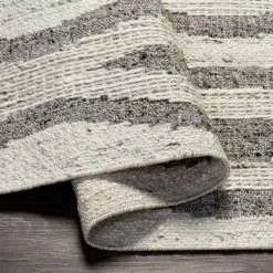 SURYA BENJY HAND-WOVEN WOOL RUG: CREAM, CHARCOAL