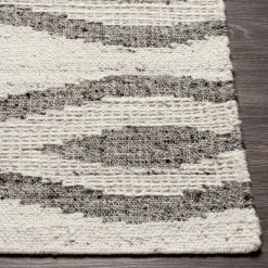 SURYA BENJY HAND-WOVEN WOOL RUG: CREAM, CHARCOAL