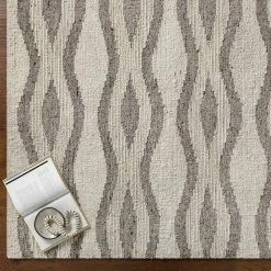 SURYA BENJY HAND-WOVEN WOOL RUG: CREAM, CHARCOAL