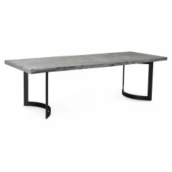 MOES Furniture BENT IRON WEATHERED GREY LIVE-EDGE DINING TABLE