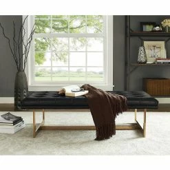 TOV BERGEN ECO LEATHER OTTOMAN: BLACK