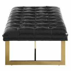 TOV BERGEN ECO LEATHER OTTOMAN: BLACK