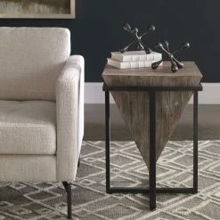 UTTERMOST BERTRAND AGED WOOD END TABLE Furniture