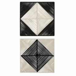 UTTERMOST Wall Sculptures + Decor BLACK+NATURAL GEOMETRIC ROPED WALL SQUARES