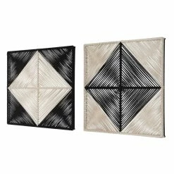 UTTERMOST Wall Sculptures + Decor BLACK+NATURAL GEOMETRIC ROPED WALL SQUARES