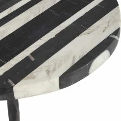 UTTERMOST BLACK + WHITE STRIPED MARBLE ACCENT TABLE