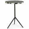 UTTERMOST BLACK + WHITE STRIPED MARBLE ACCENT TABLE