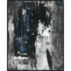 L ART "BLACK AND WHITE AND BLUE AND GIRL" CANVAS ART Wall Art