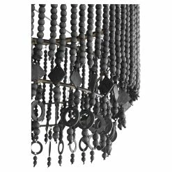 CYAN BLACKENED WOOD BEADED ESTRELLA PENDANT Lighting