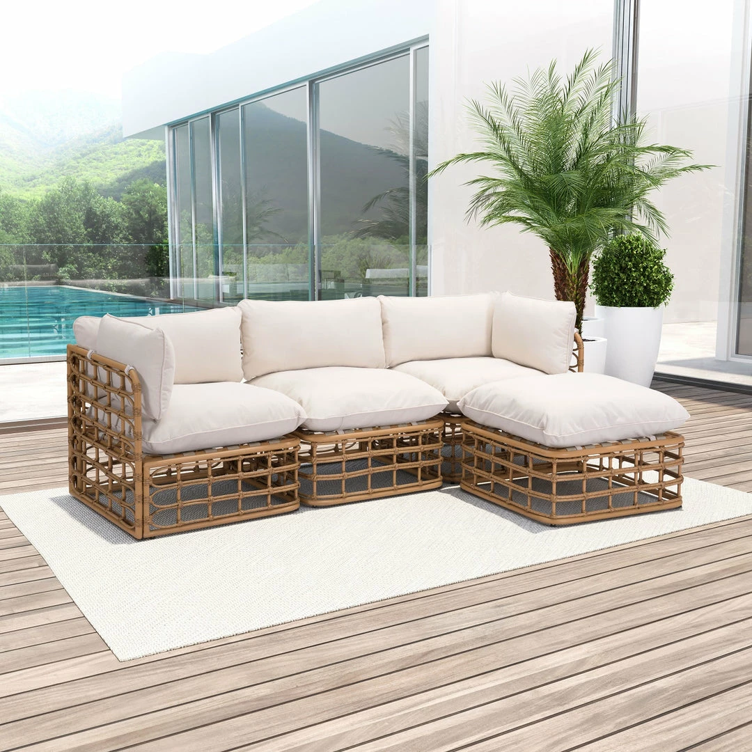 Outlet π ZUO BLANCHE SYNTHETIC RATTAN POLE MODULAR OUTDOOR SOFA π 4 ZUO BLANCHE SYNTHETIC RATTAN POLE MODULAR OUTDOOR SOFA