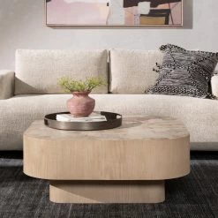 FOUR HANDS BLANCO BLEACHED BURL COFFEE TABLE