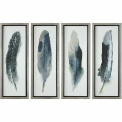 UTTERMOST "FEATHERED BEAUTY" GLASS FRAMED PRINTS | SET OF 4