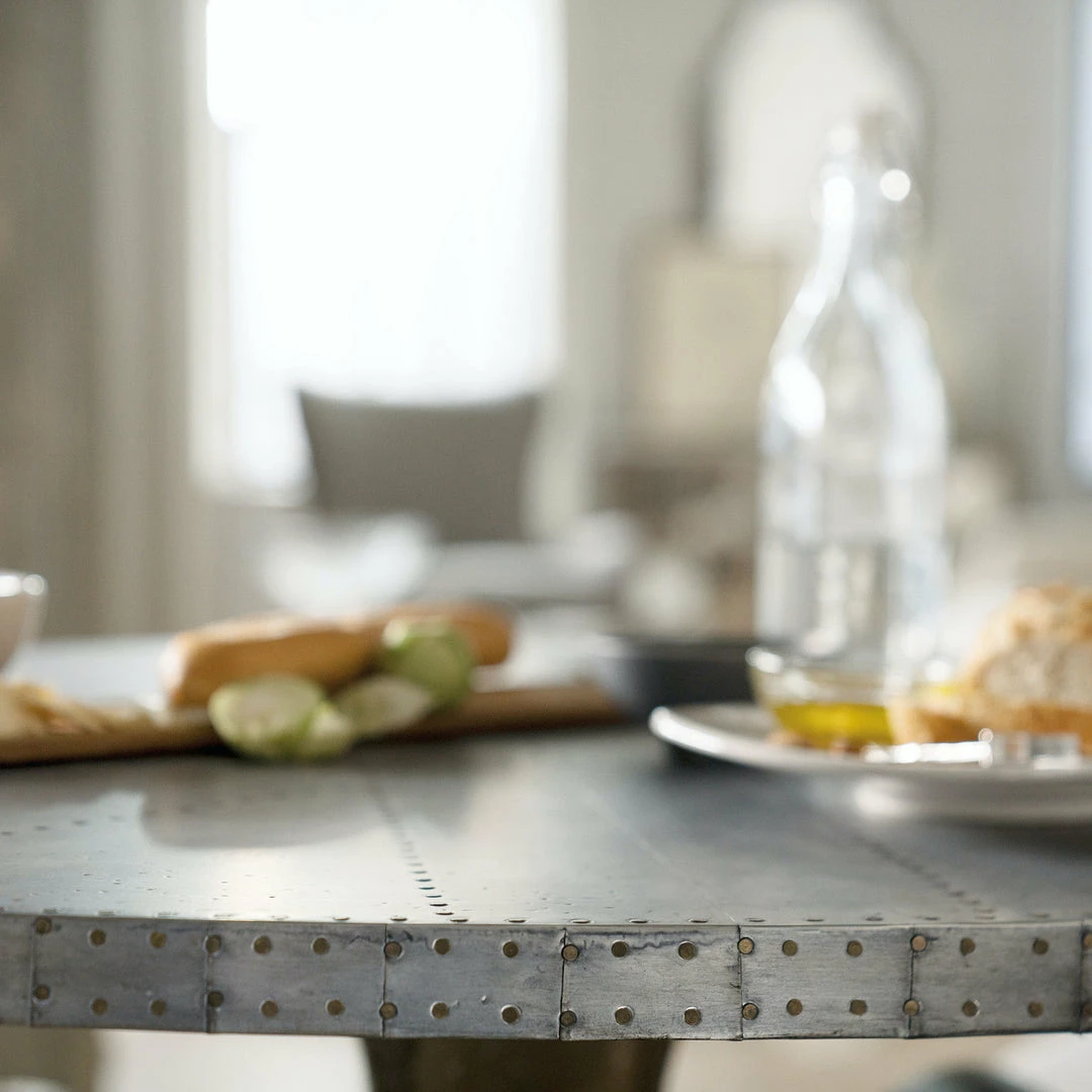 Discount βοΈ HOOKER Furniture BOHEME ZINC TOP ROUND DINING TABLE π 7 HOOKER Furniture BOHEME ZINC TOP ROUND DINING TABLE