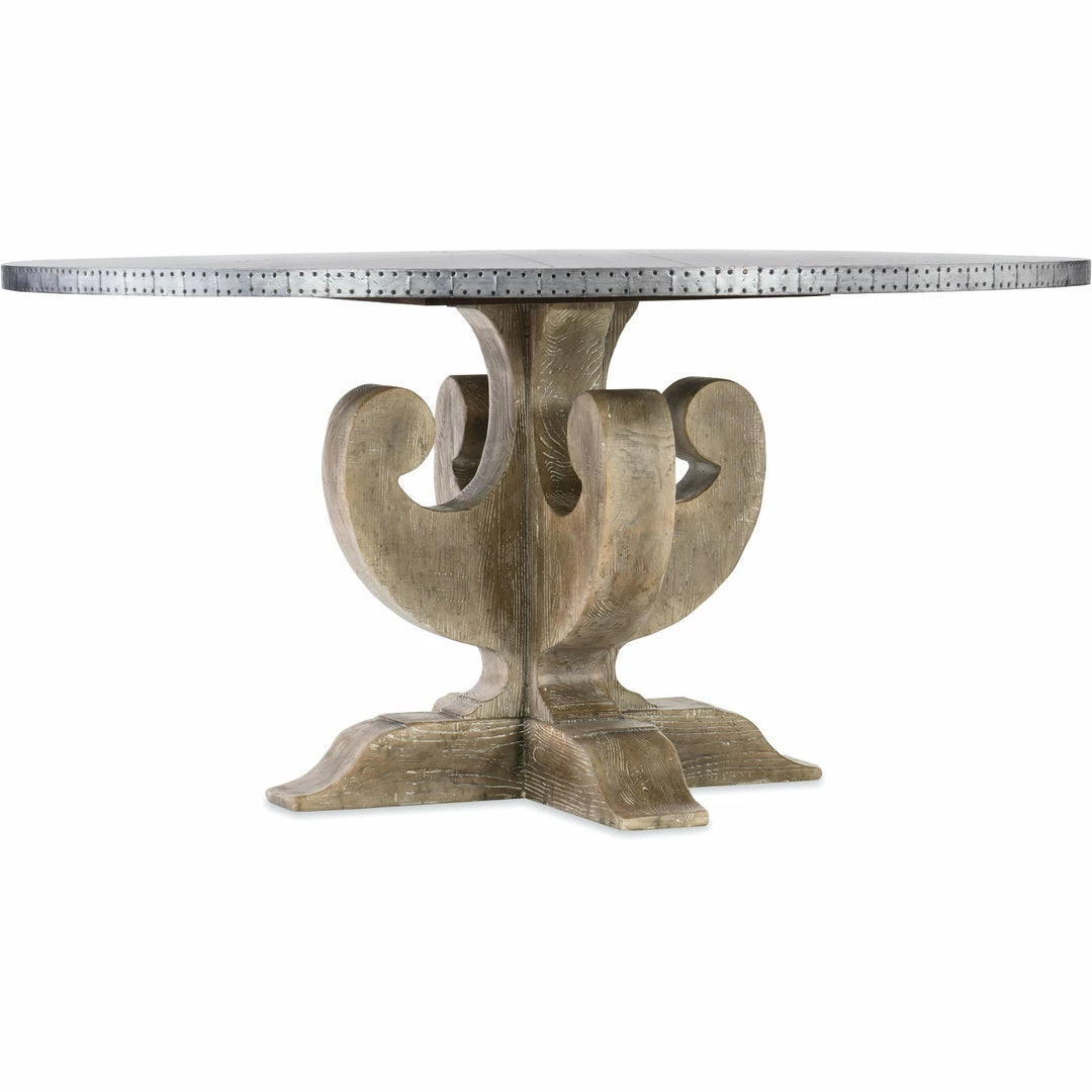 Discount βοΈ HOOKER Furniture BOHEME ZINC TOP ROUND DINING TABLE π 4 HOOKER Furniture BOHEME ZINC TOP ROUND DINING TABLE