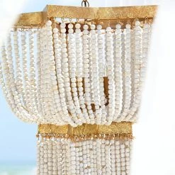 CYAN BOHO STAR WOOD BEADED PENDANT