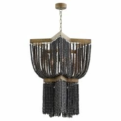 CYAN Lighting BOHO STAR BLACKENED WOOD BEADED PENDANT