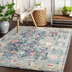 SURYA KINDRED DISTRESSED RUG: BLUE