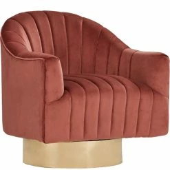 VIG BOUGIE COPPER VELVET SWIVEL CHAIR