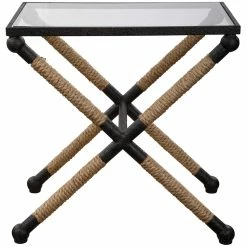 UTTERMOST BRADDOCK IRON + JUTE ROPE END TABLE