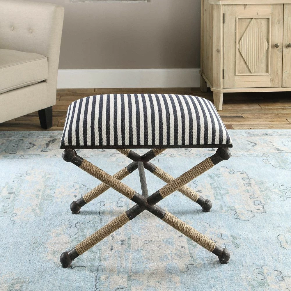 New π UTTERMOST BRADDOCK NAVY STRIPED SMALL BENCH π 4 UTTERMOST BRADDOCK NAVY STRIPED SMALL BENCH