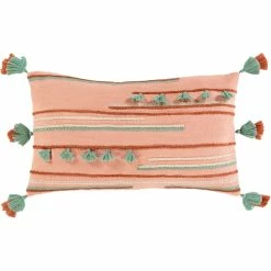 SURYA KALAHARI EMBROIDERED TASSEL LUMBAR PILLOW