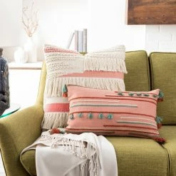 SURYA KALAHARI EMBROIDERED TASSEL LUMBAR PILLOW