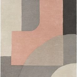 SURYA DEMI TUFTED WOOL RUG: BLUSH, GREY