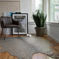 Brand new ๐งจ LOLOI QUINN FAUX HIDE RUG: GRAPHITE, SILVER ๐ 5 LOLOI QUINN FAUX HIDE RUG: GRAPHITE, SILVER