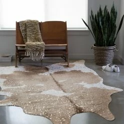 LOLOI QUINN FAUX HIDE RUG: TAUPE, CHAMPAGNE
