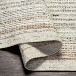 SURYA BRYNN HAND-WOVEN WOOL RUG: CREAM, LIGHT GREY
