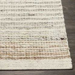 SURYA BRYNN HAND-WOVEN WOOL RUG: CREAM, LIGHT GREY