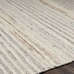 SURYA BRYNN HAND-WOVEN WOOL RUG: CREAM, LIGHT GREY