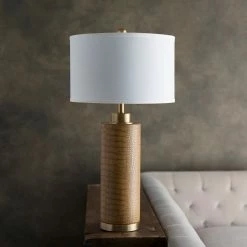 SURYA FAUX CROC LAMP: TAN