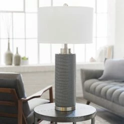 SURYA FAUX CROC LAMP: GRAY Lighting