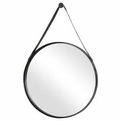 SALT BUCKLE STRAP HANGING ROUND MIRROR