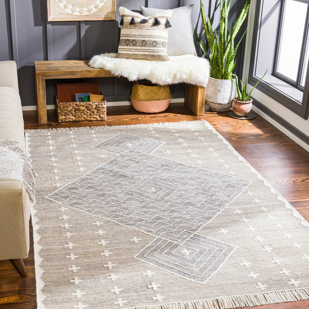 Wholesale 🤩 SURYA BURSA INDOOR-OUTDOOR RUG: TAUPE, CHARCOAL ❤️ 2 SURYA BURSA INDOOR-OUTDOOR RUG: TAUPE, CHARCOAL