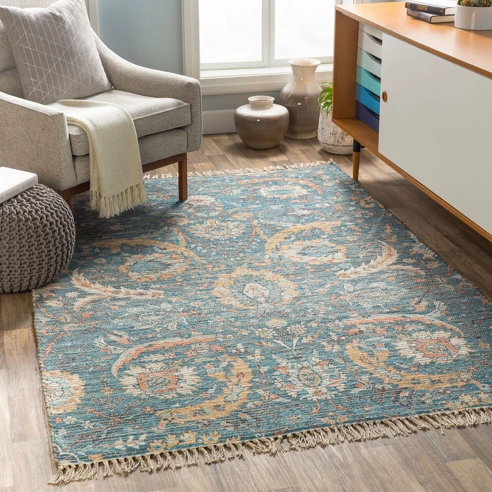 Buy 💯 SURYA CAMDEN PRINTED JUTE RUG: BLUE MULTI 🔥 2 SURYA CAMDEN PRINTED JUTE RUG: BLUE MULTI