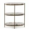 FOUR HANDS CANYON MARBLE TIERED OVAL END TABLE