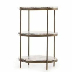 Discount 😉 FOUR HANDS CANYON MARBLE TIERED OVAL END TABLE 💯 13 FOUR HANDS CANYON MARBLE TIERED OVAL END TABLE